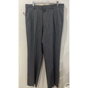 Executive Collection 100% Wool Gray Striped‎ Dress Pants Size 36x32